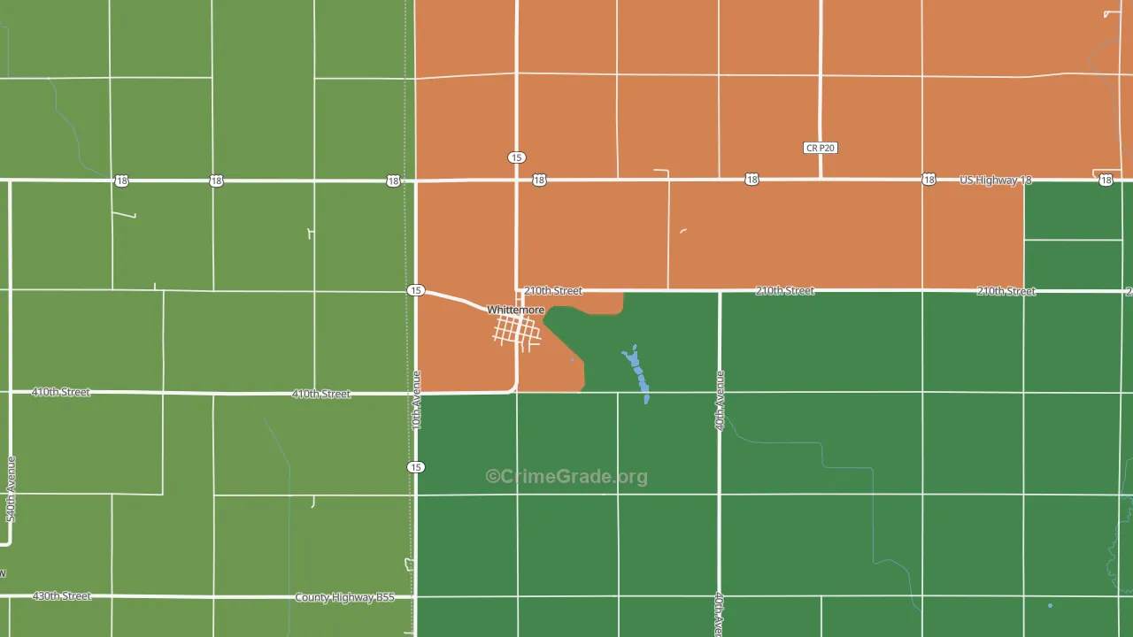 Whittemore, IA Map of Vehicle Theft Rates