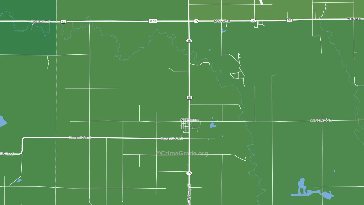 Whittemore, MI Map of Vehicle Theft Rates