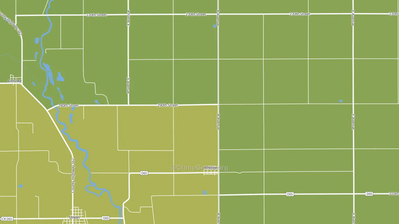 Whitten, IA Map of Vehicle Theft Rates