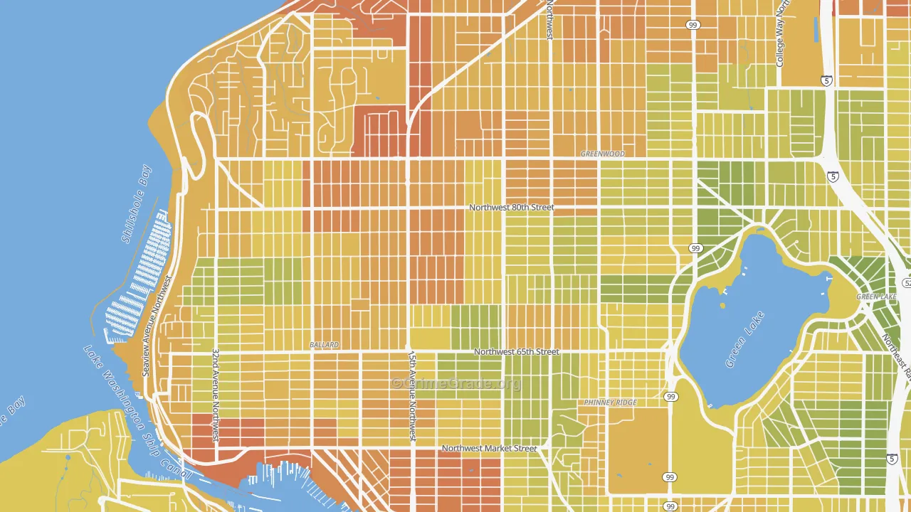 Whittier Heights, Seattle, WA Map of Vehicle Theft Rates