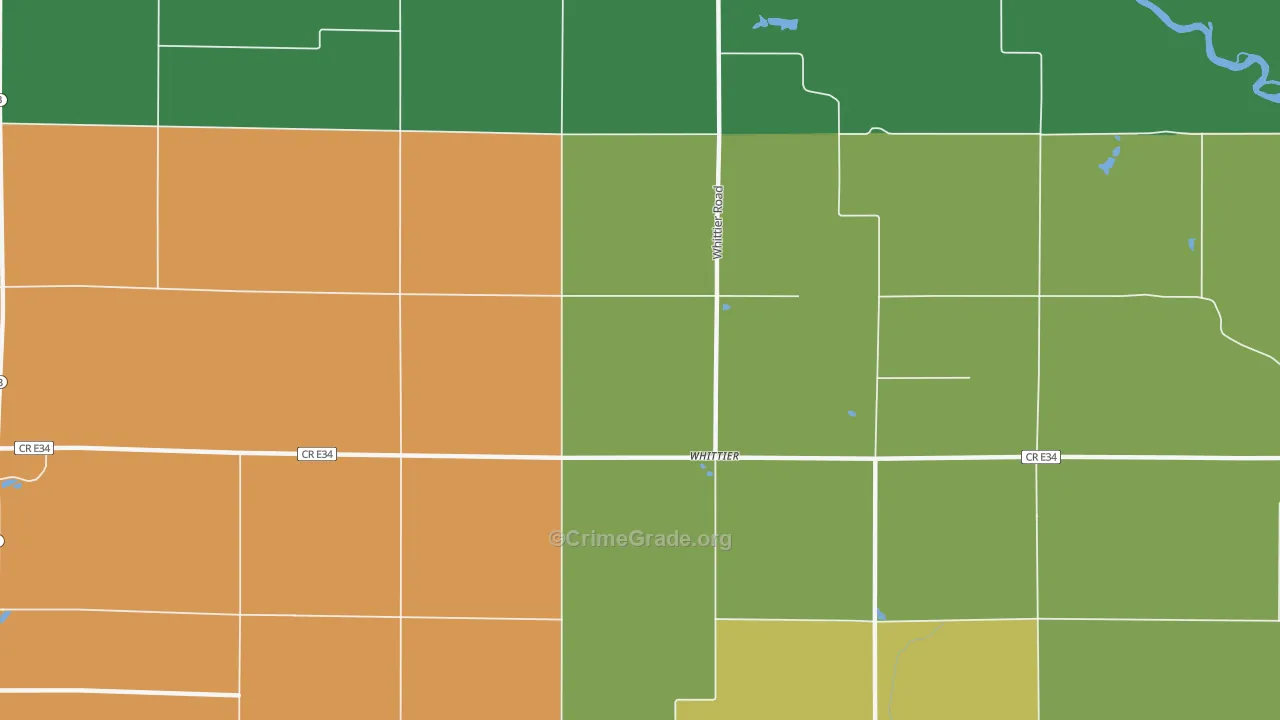 Whittier, IA Map of Vehicle Theft Rates