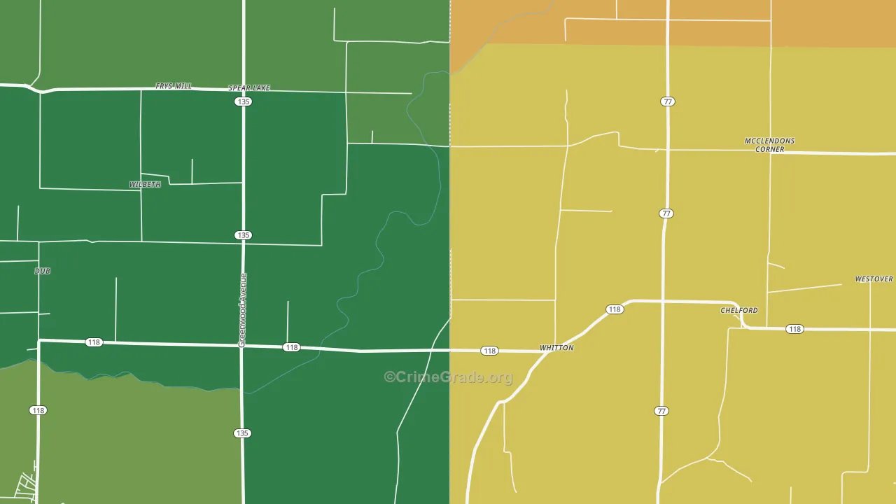 Whitton, AR Map of Vehicle Theft Rates