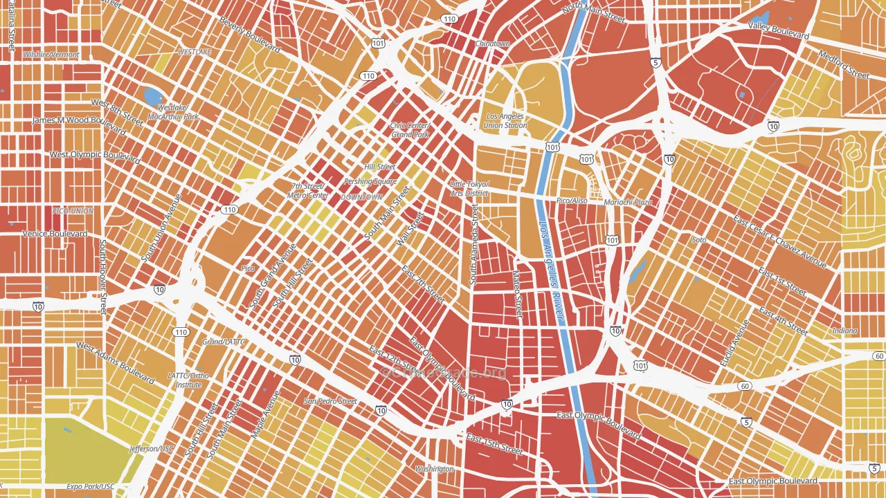 Wholesale District-Skid Row, Los Angeles, CA Map of Vehicle Theft Rates