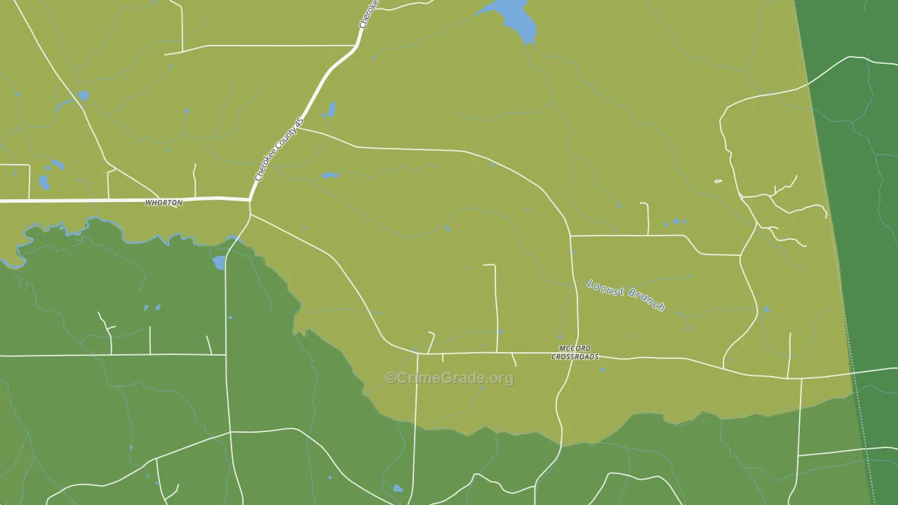 Whorton, AL Map of Vehicle Theft Rates