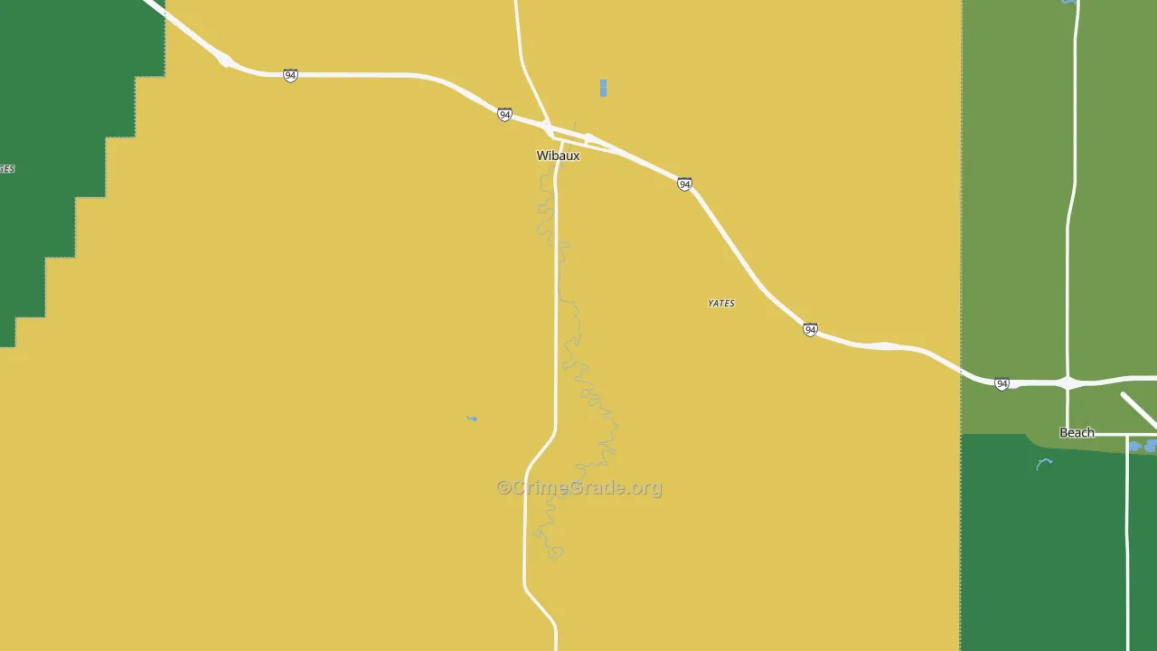 Wibaux, MT Map of Vehicle Theft Rates