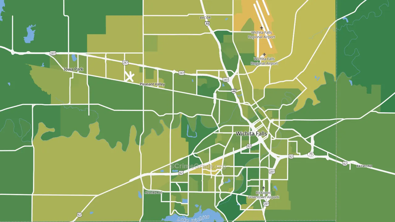 Wichita County, TX Map of Vehicle Theft Rates