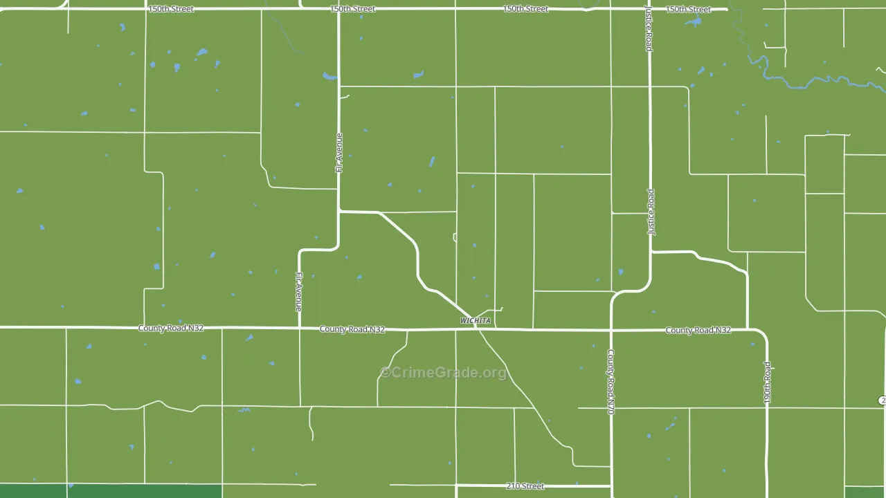 Wichita, IA Map of Vehicle Theft Rates