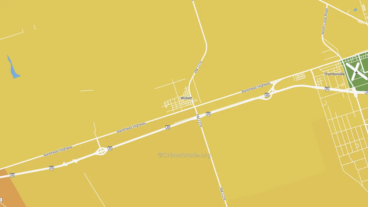 Wickett, TX Map of Vehicle Theft Rates