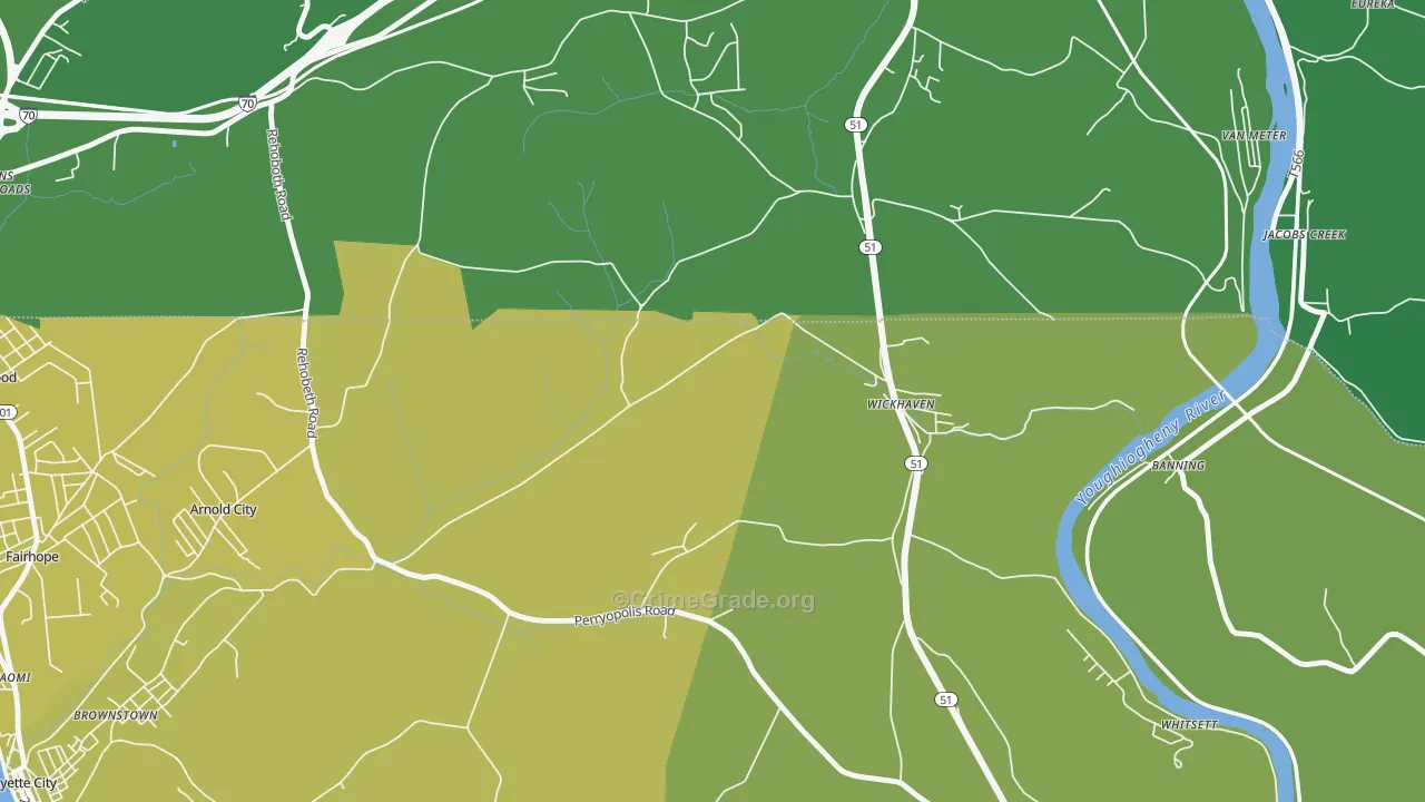 Wickhaven, PA Map of Vehicle Theft Rates