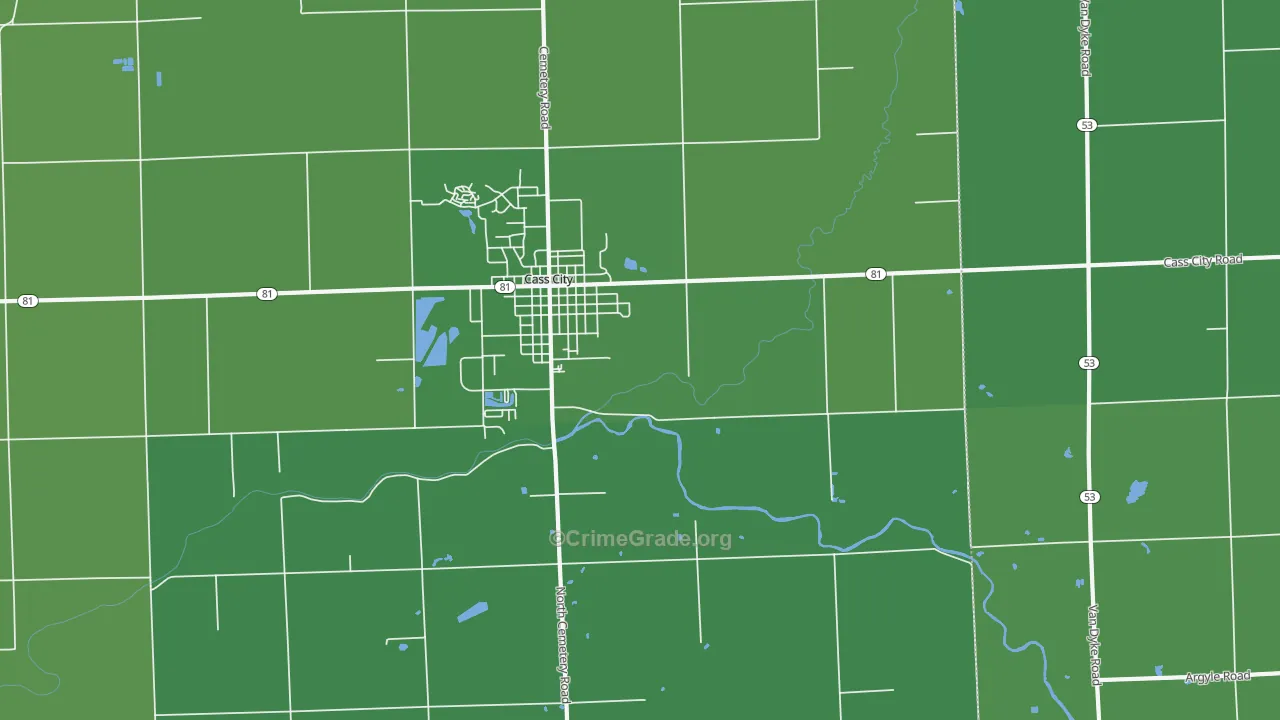 Wickware, MI Map of Vehicle Theft Rates