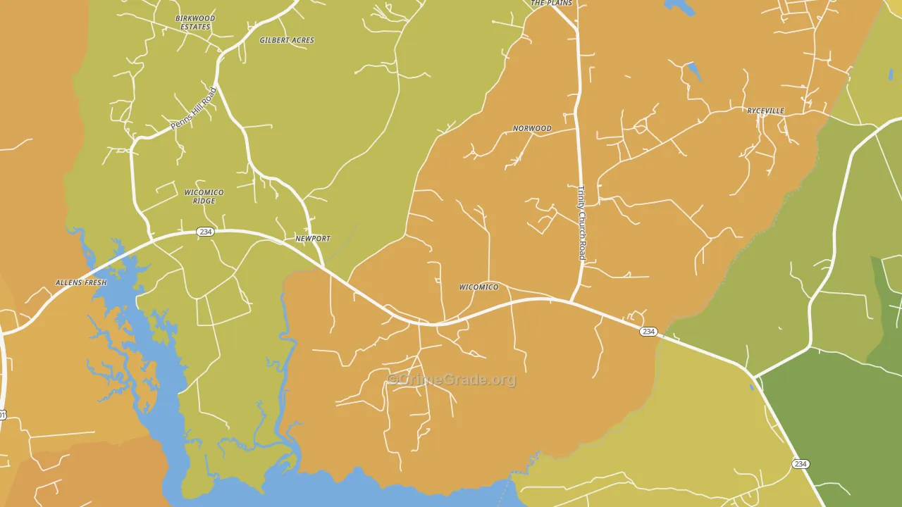 Wicomico, MD Map of Vehicle Theft Rates