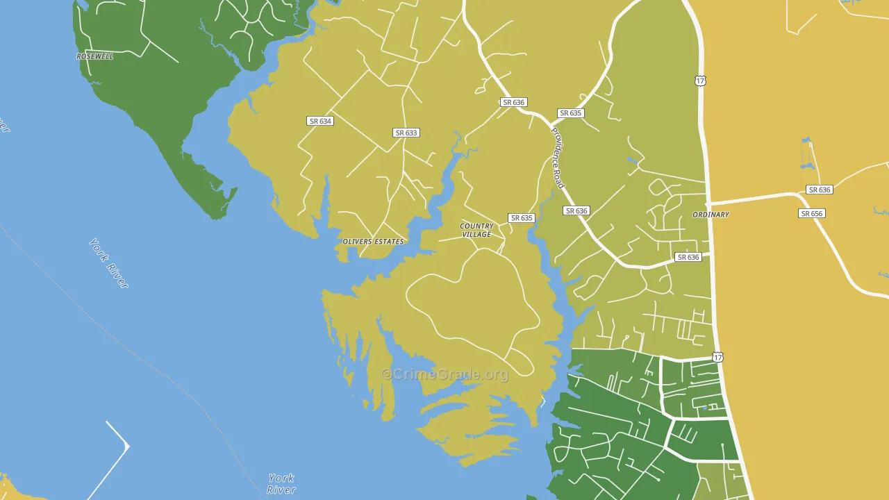 Wicomico, VA Map of Vehicle Theft Rates