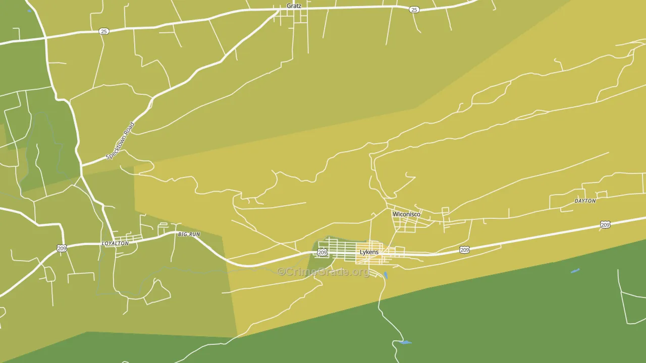Wiconisco, PA Map of Vehicle Theft Rates