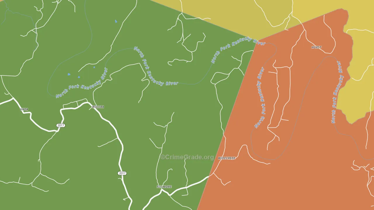 Widecreek, KY Map of Vehicle Theft Rates