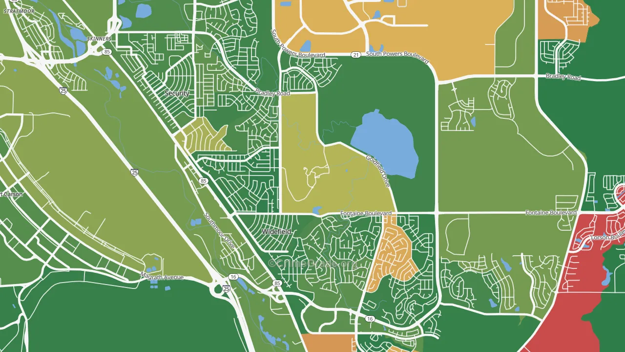 Widefield, Security-Widefield, CO Map of Vehicle Theft Rates
