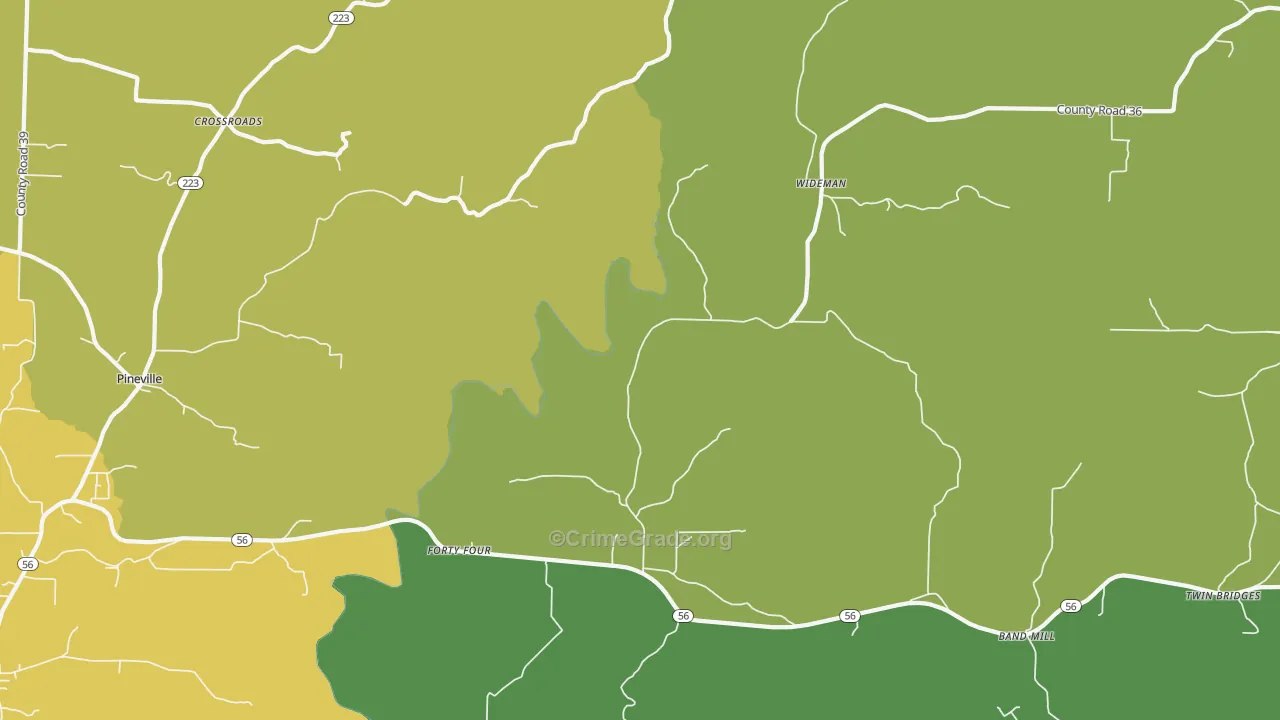 Wideman, AR Map of Vehicle Theft Rates