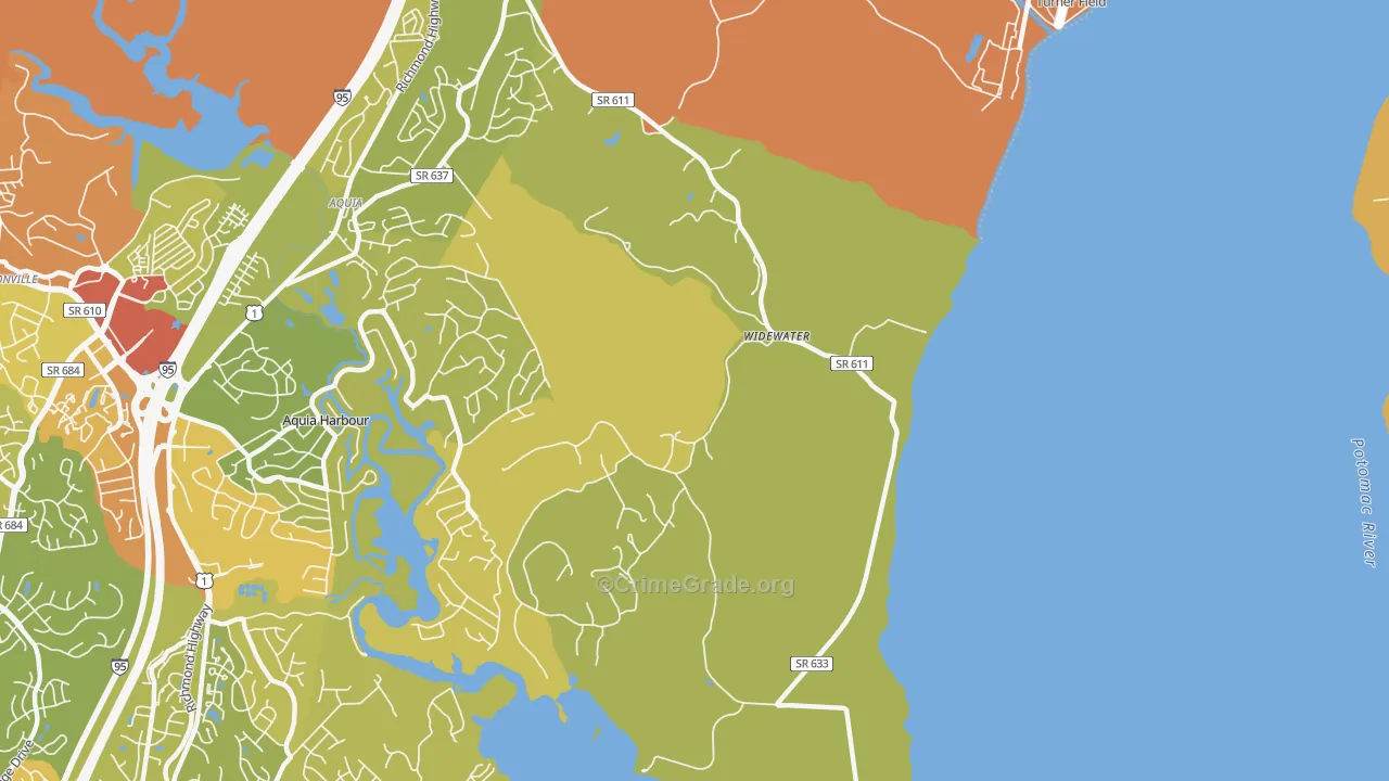 Widewater, VA Map of Vehicle Theft Rates
