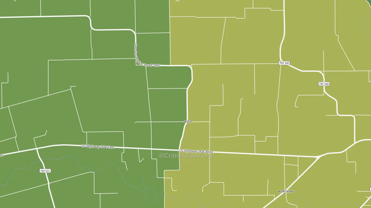 Wied, TX Map of Vehicle Theft Rates