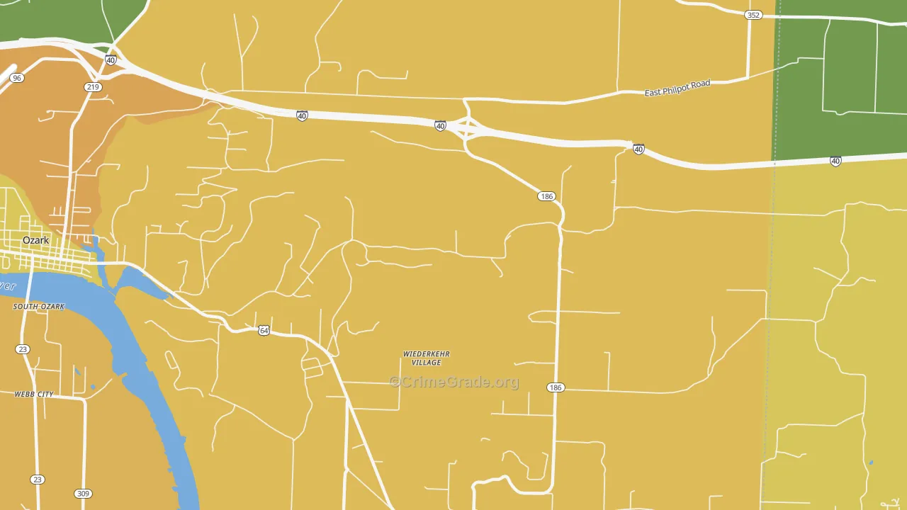 Wiederkehr Village, AR Map of Vehicle Theft Rates