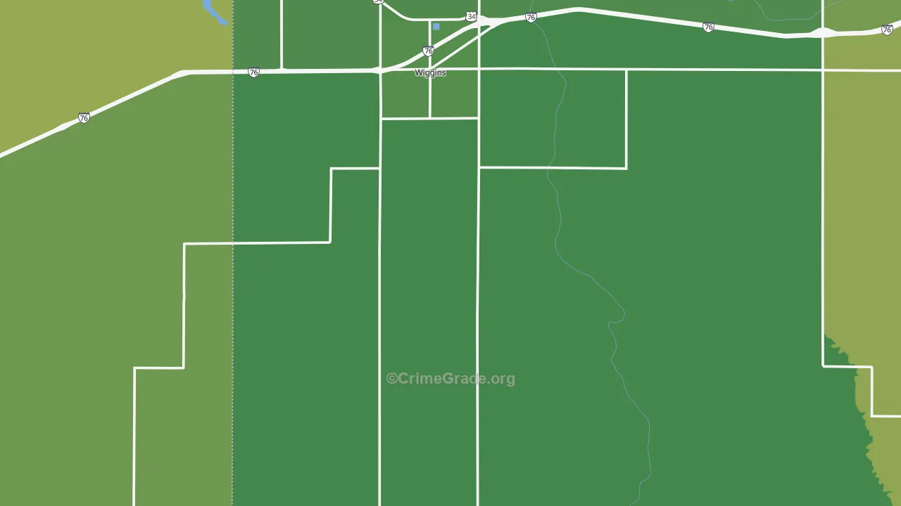 Wiggins, CO Map of Vehicle Theft Rates
