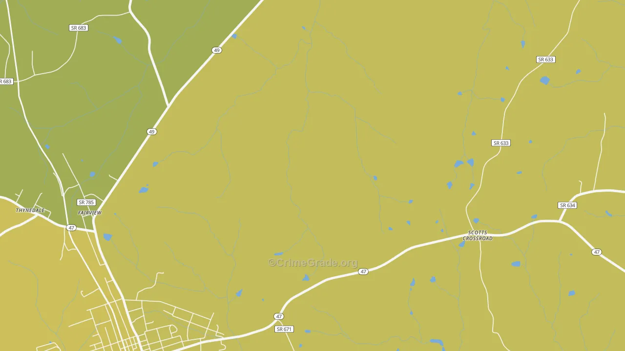 Wightman, VA Map of Vehicle Theft Rates