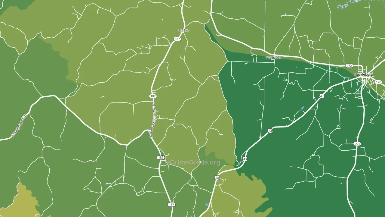 Wiginton, AL Map of Vehicle Theft Rates