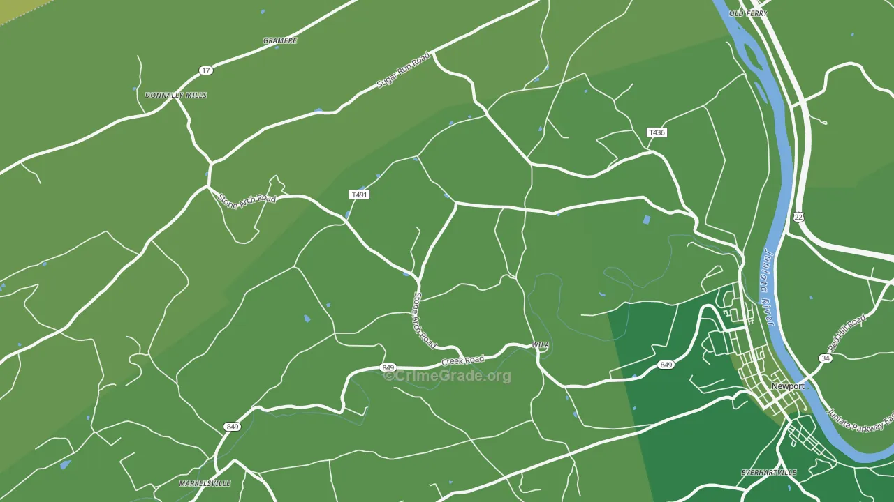 Wila, PA Map of Vehicle Theft Rates