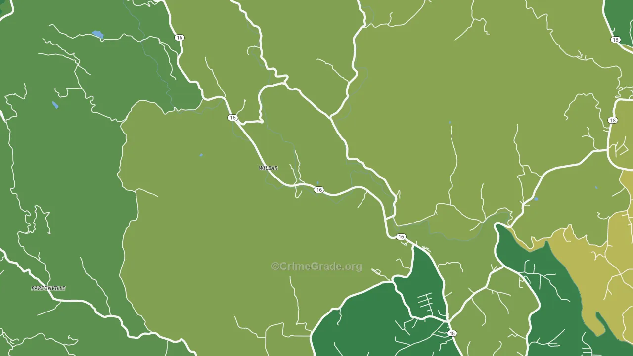 Wilbar, NC Map of Vehicle Theft Rates