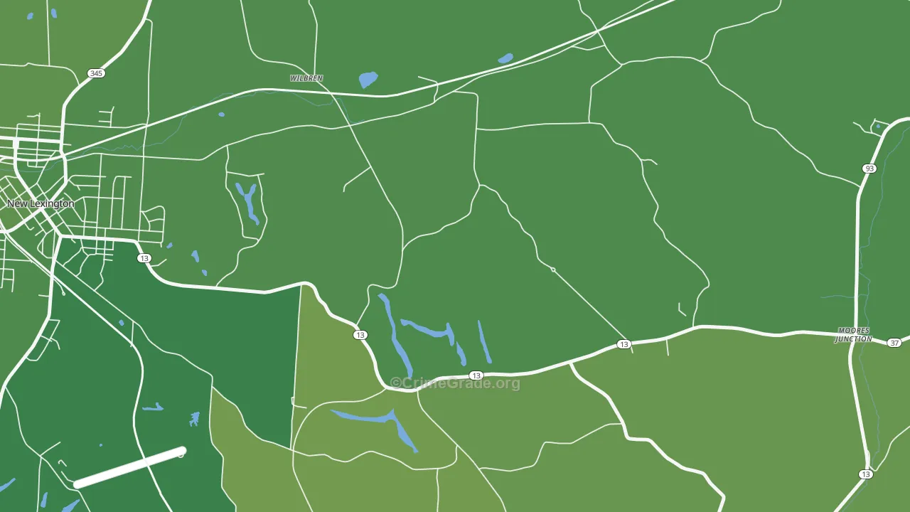 Wilbren, OH Map of Vehicle Theft Rates