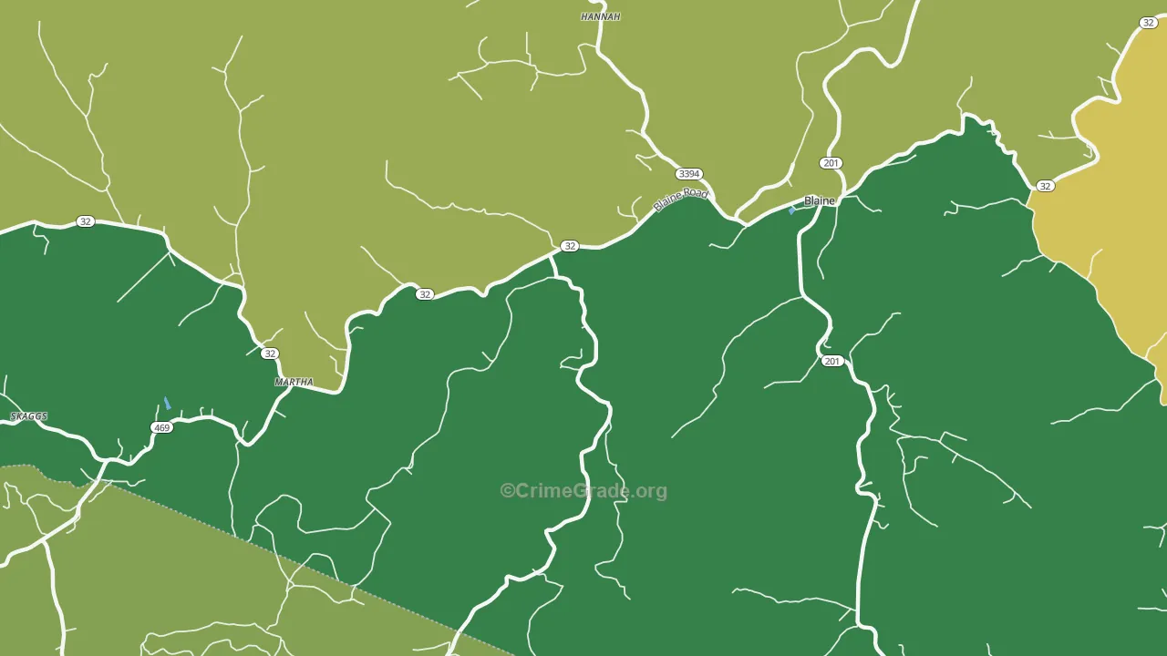 Wilbur, KY Map of Vehicle Theft Rates
