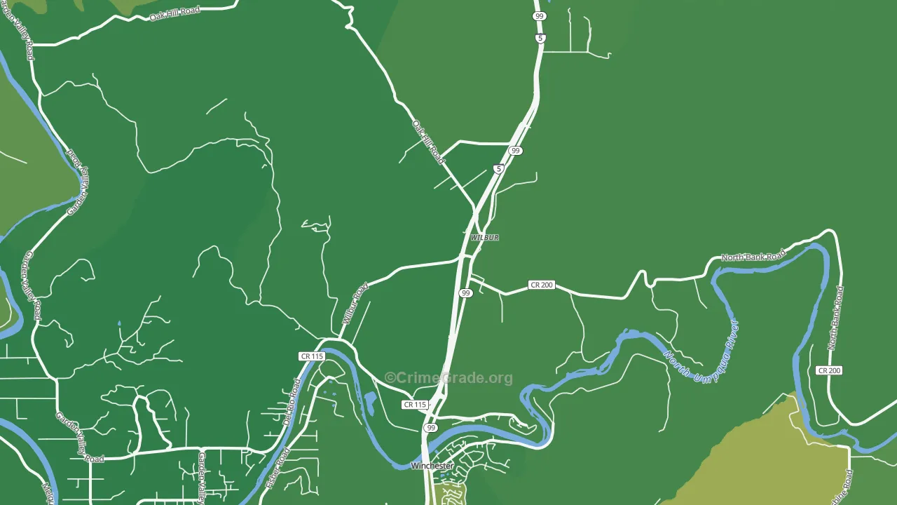 Wilbur, OR Map of Vehicle Theft Rates