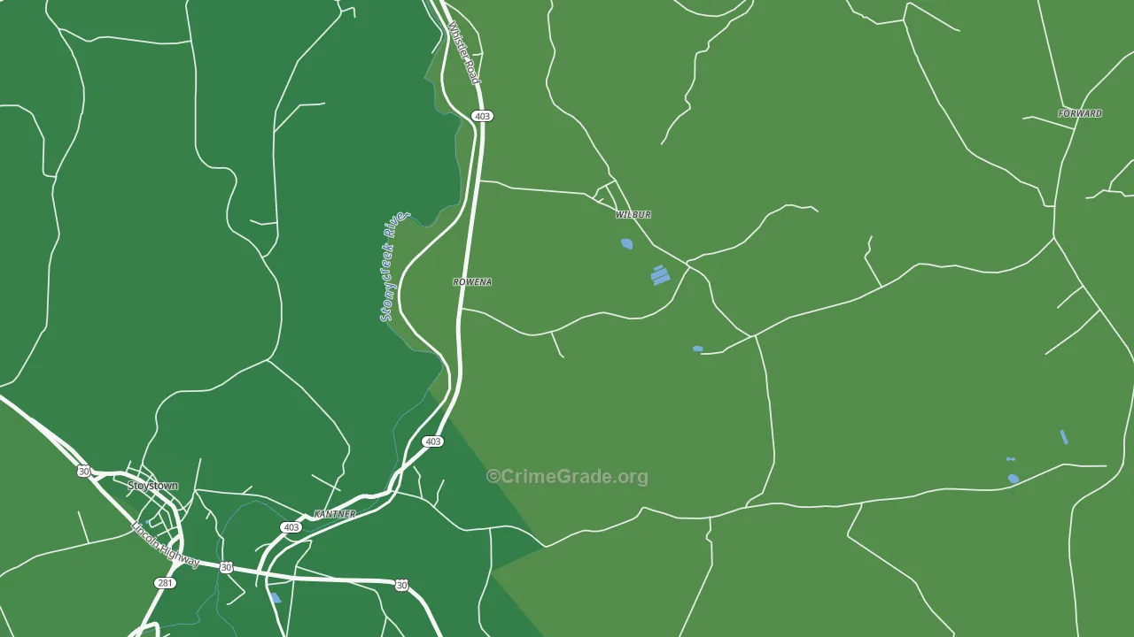 Wilbur, PA Map of Vehicle Theft Rates