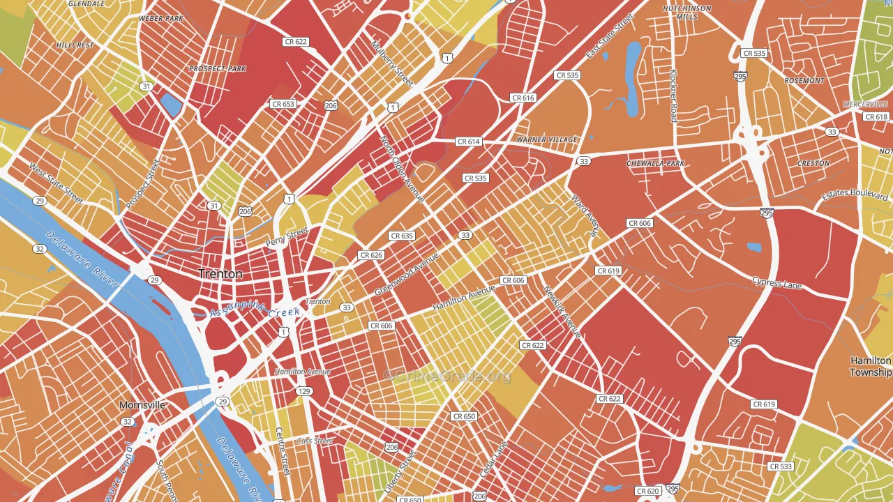Wilbur, Trenton, NJ Map of Vehicle Theft Rates