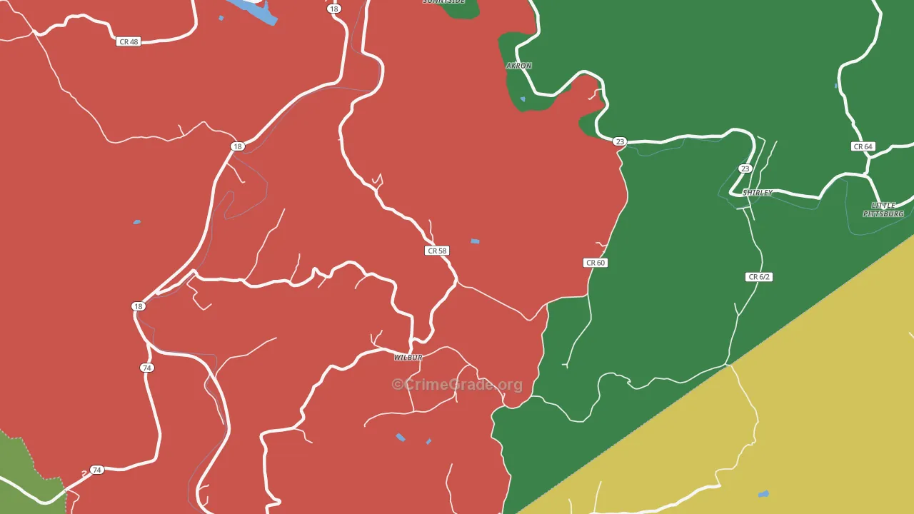 Wilbur, WV Map of Vehicle Theft Rates