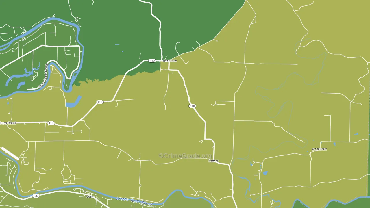 Wilburn, AR Map of Vehicle Theft Rates