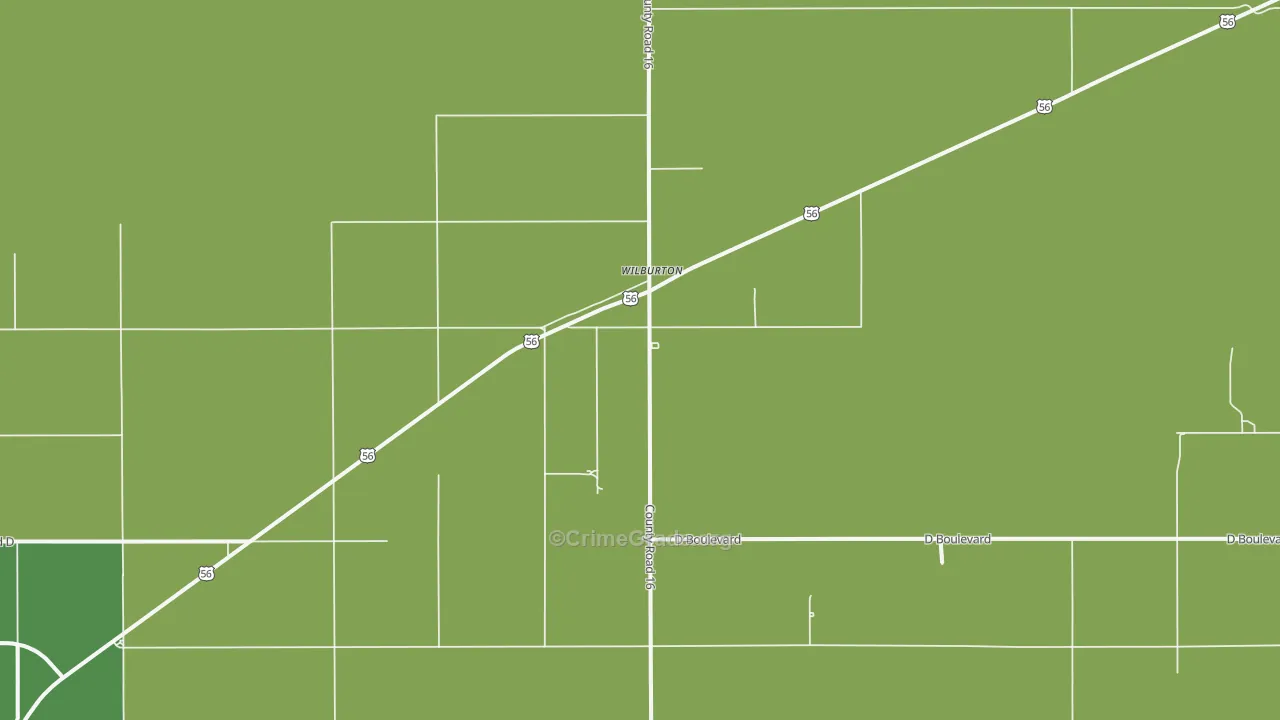 Wilburton, KS Map of Vehicle Theft Rates