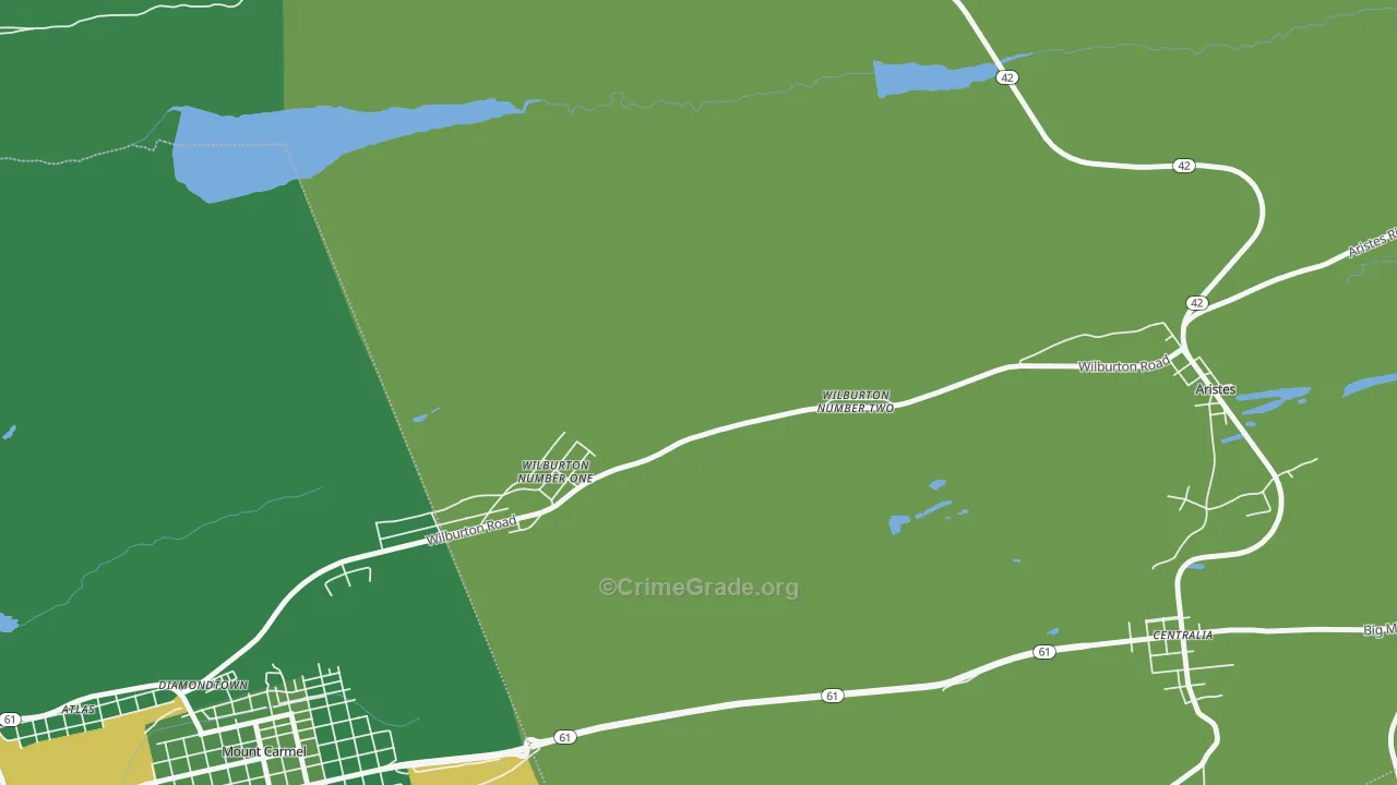 Wilburton Number Two, PA Map of Vehicle Theft Rates