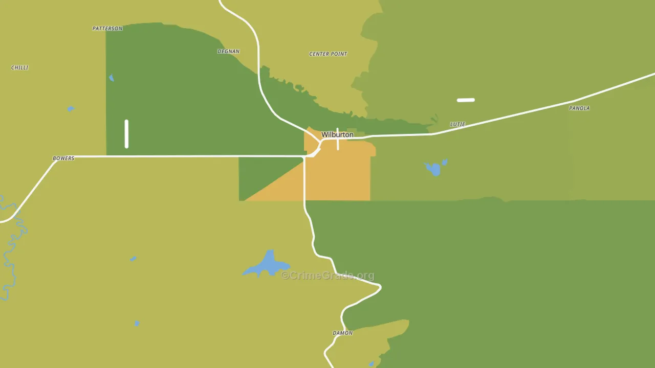 Wilburton, OK Map of Vehicle Theft Rates