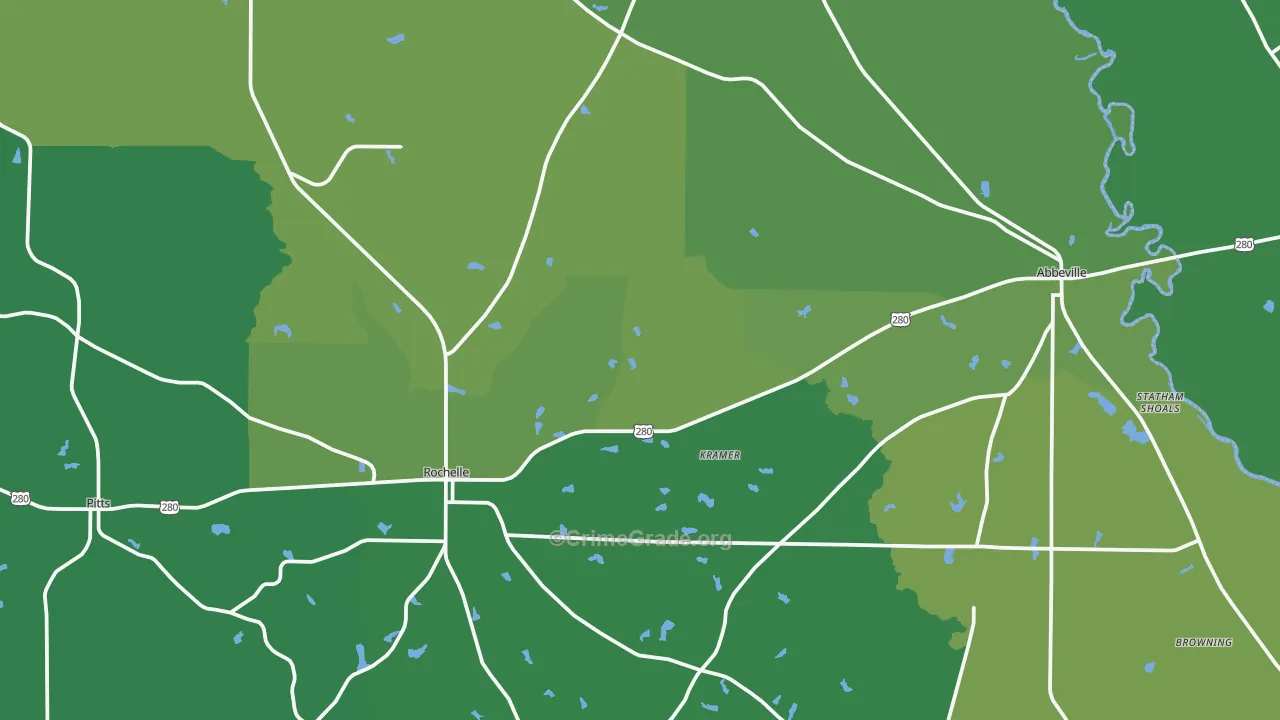 Wilcox County, GA Map of Vehicle Theft Rates