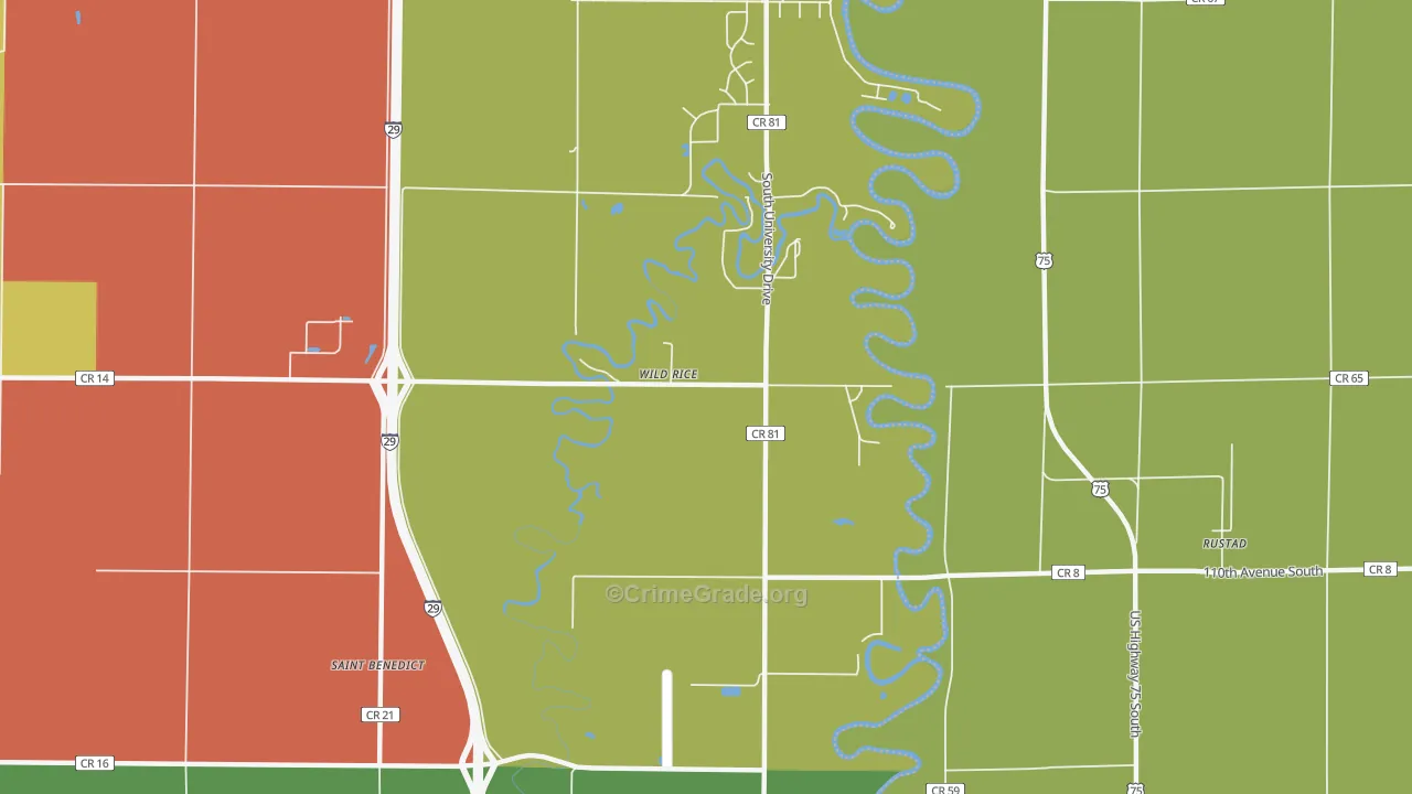 Wild Rice, ND Map of Vehicle Theft Rates