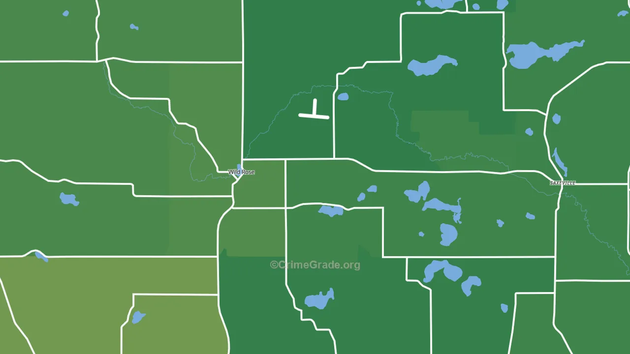 Wild Rose, WI Map of Vehicle Theft Rates
