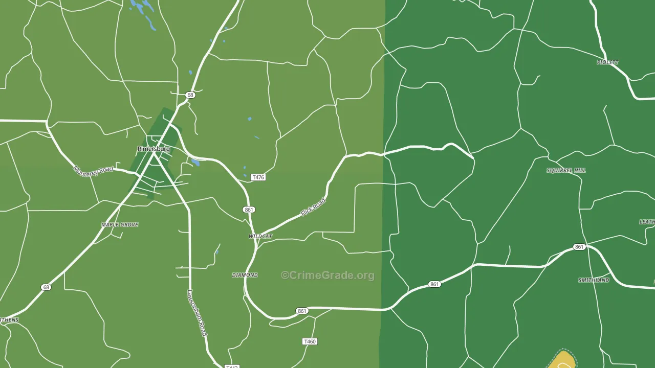 Wildcat, PA Map of Vehicle Theft Rates