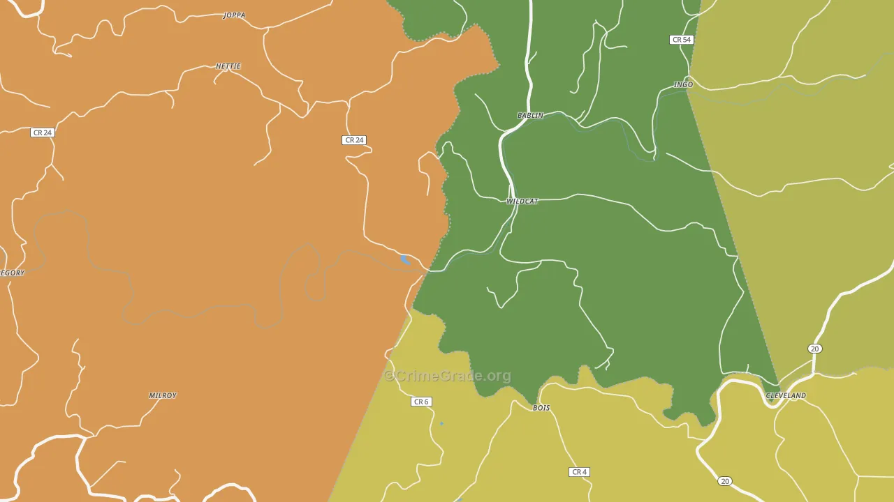 Wildcat, WV Map of Vehicle Theft Rates