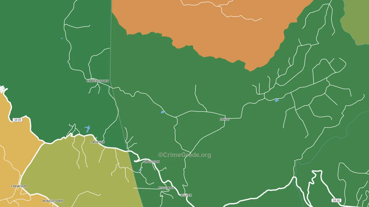 Wilder, TN Map of Vehicle Theft Rates