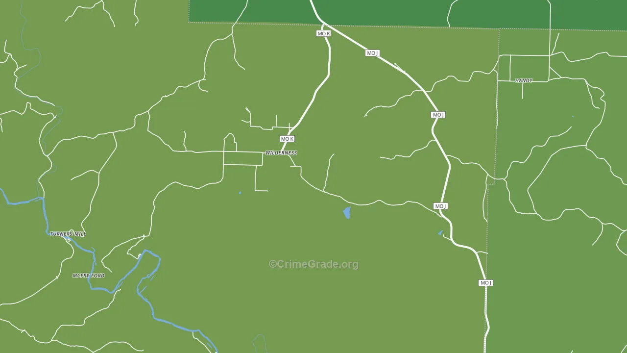 Wilderness, MO Map of Vehicle Theft Rates
