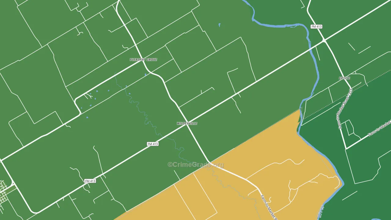 Wilderville, TX Map of Vehicle Theft Rates