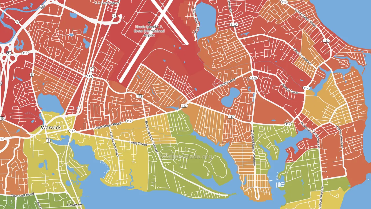 Wildes Corner, Warwick, RI Map of Vehicle Theft Rates