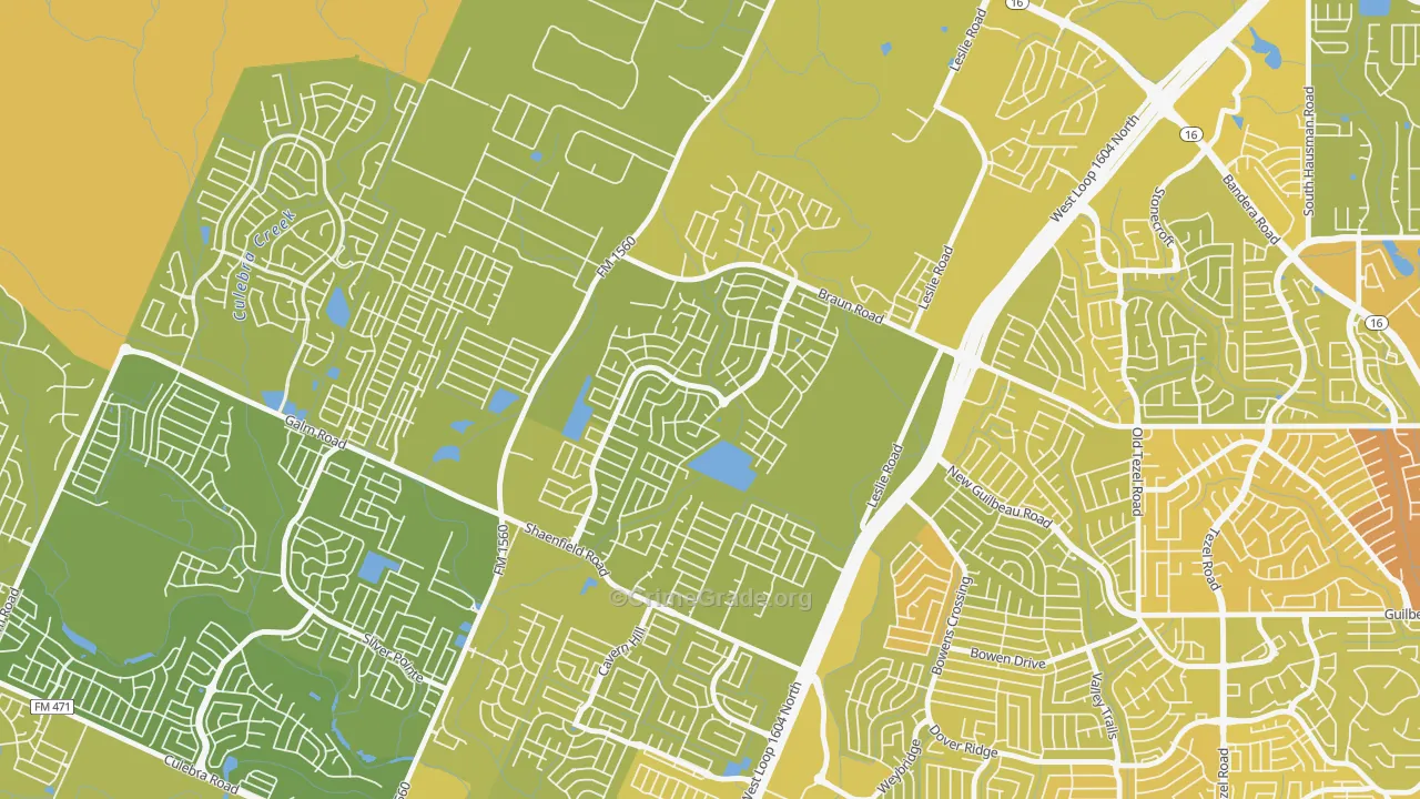 Wildhorse, San Antonio, TX Map of Vehicle Theft Rates