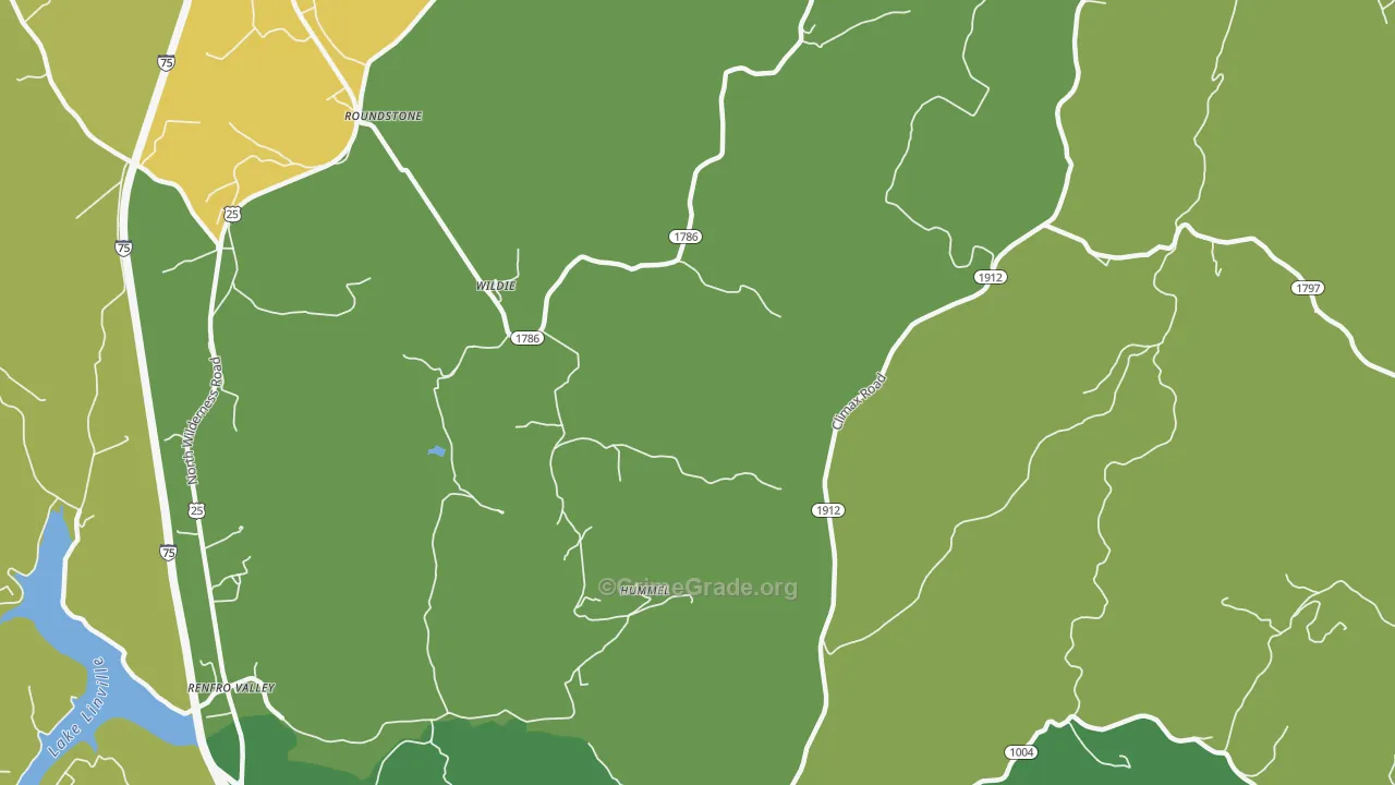 Wildie, KY Map of Vehicle Theft Rates