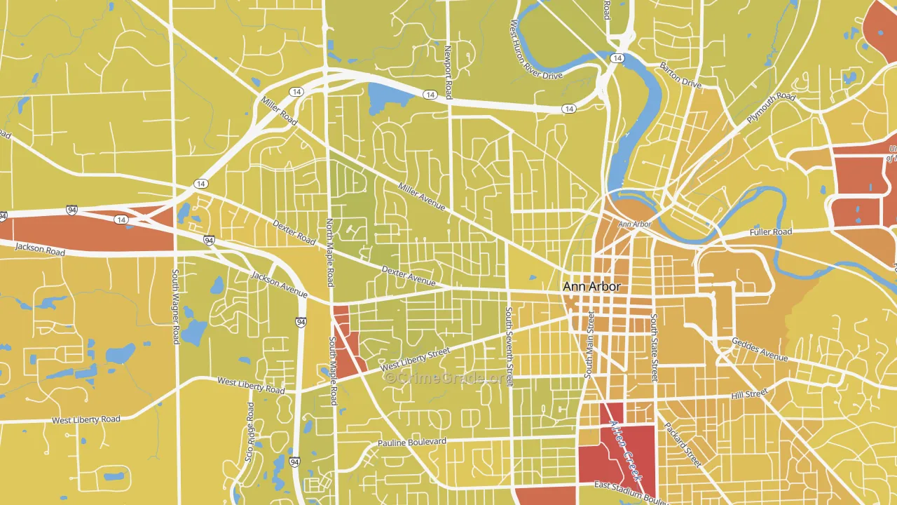 Wildwood, Ann Arbor, MI Map of Vehicle Theft Rates